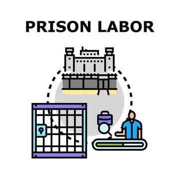 Prison labor concept for forced work production Stock Illustration