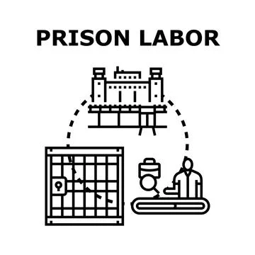 Prison labor concept for forced work production Stock Illustration