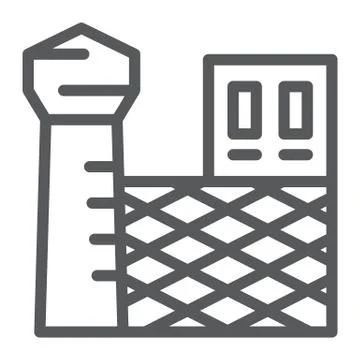 Prison line icon, building and security, jail sign, vector graphics, a linear Ilustración de archivo