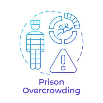 Prison overcrowding blue gradient concept icon Stock Illustration