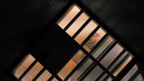 Prison, prison cell bars and prison door, escape from prison, bank vault Stock Footage 98167187