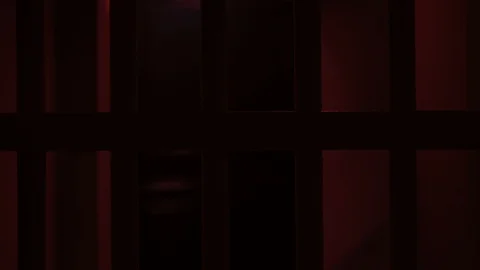 Prison, prison cell bars and prison door, escape from prison, bank vault Stock Footage 98167600