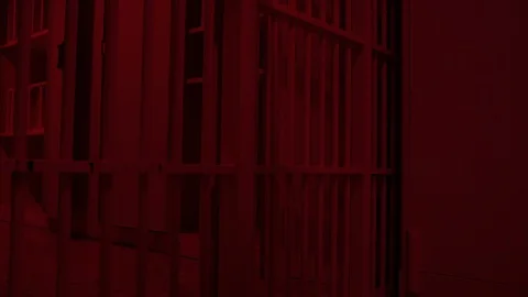 Prison, prison cell bars and prison door, escape from prison, bank vault Stock Footage 98167733