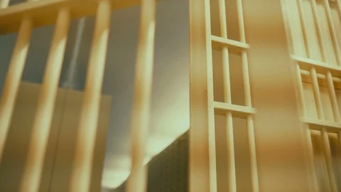 Prison, prison cell bars and prison door, escape from prison, bank vault Stock Footage 98168478