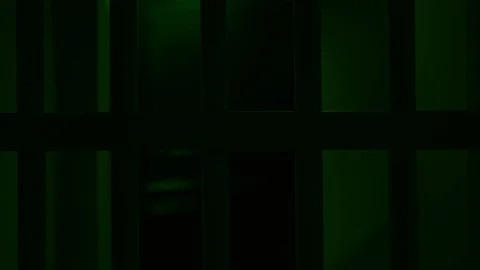 Prison, prison cell bars and prison door, escape from prison, bank vault Stock Footage 98168495