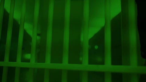 Prison, prison cell bars and prison door, escape from prison, bank vault Stock Footage 98168566