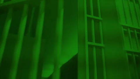 Prison, prison cell bars and prison door, escape from prison, bank vault Stock-Footage 98168660