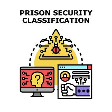 Prison security classification concept vector illustrating digital protection Stock Illustration