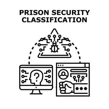 Prison security classification concept vector illustrating digital protection イラスト素材