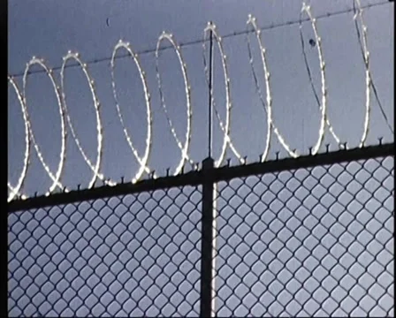 Prison Security Fence: Barbed Wire - Archive Footage 1980 Stock-Footage 37350043
