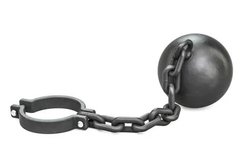 Prison shackle with chain, 3D rendering Stock Illustration