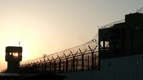 A prison silhouette Stock Footage 245921539