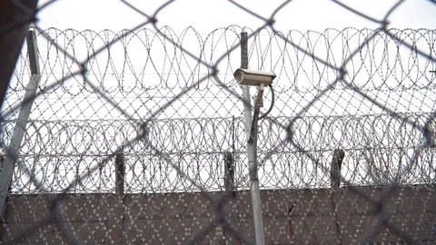 Prison surveillance camera Stock Footage