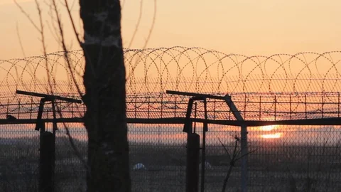 Prison territory sunset tree 스톡 동영상 106341108