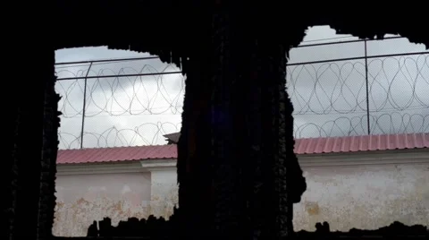 Prison Wall Behind Bars Stock Footage 40971693