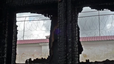 Prison Wall Behind Bars Stock Footage 40971702