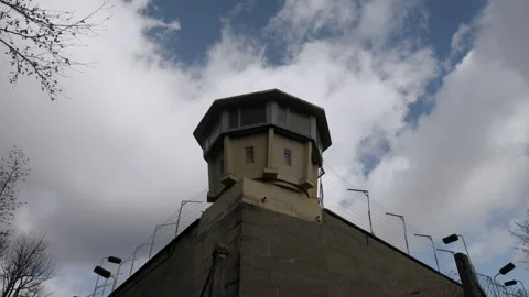 Prison Wall Exterior guard tower  - Stasi Jail Hohenschönhausen 8k Stock Footage 234066000