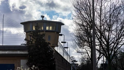 Prison Wall Watch Tower - Stasi East Germany Jail Hohenschönhausen Timelapse 8k Stock Footage 233828049