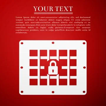 Prison window flat icon on red background. Vector Illustration 스톡 일러스트
