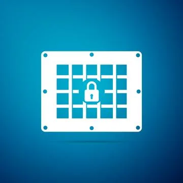 Prison window icon isolated on blue background. Flat design. Vector Illustration 스톡 일러스트