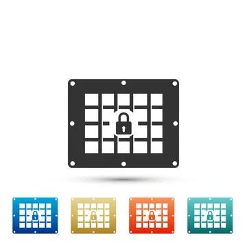 Prison window icon isolated on white background. Set elements in colored icons Ilustración de archivo