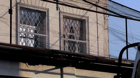 Prison windows  Stock Footage 76442442