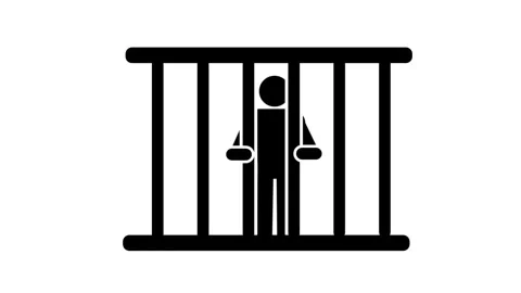 Prisoner Behind Bars Icon Animation Isolated Background Video stock 342607228