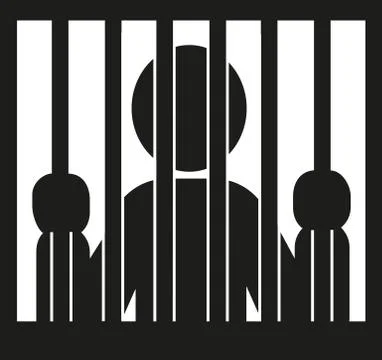 Prisoner. Behind bars icon. Stock Illustration