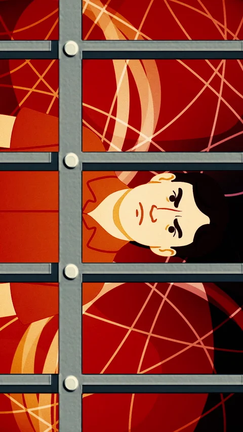 Prisoner behind bars transitioning from free to incarcerated Stock Footage 319410168