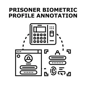 Prisoner biometric profile annotation system identity management Stock Illustration