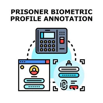 Prisoner biometric profile annotation system identity management 库存插图