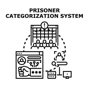 Prisoner categorization system managing and controlling inmates Illustrazione stock