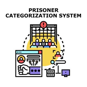Prisoner categorization system managing and controlling inmates イラスト素材