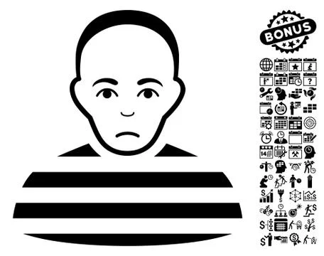 Prisoner Flat Vector Icon With Bonus Ilustración de archivo