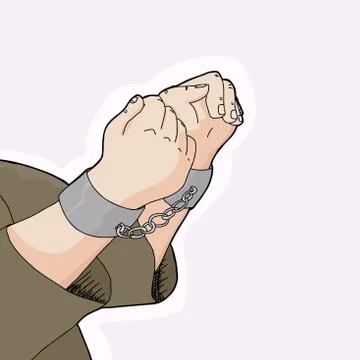 Prisoner in handcuffs closeup Stock Illustration