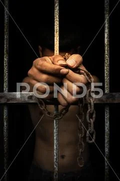 Prisoner hold bar with chain Stock Photos
