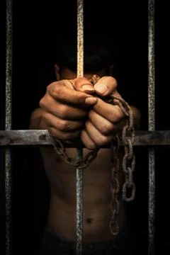 Prisoner hold bar with chain Stock Photos