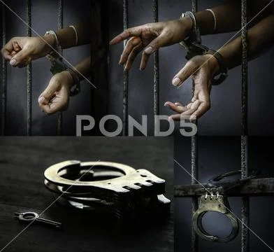 Prisoner holding metal cage Stock Photos