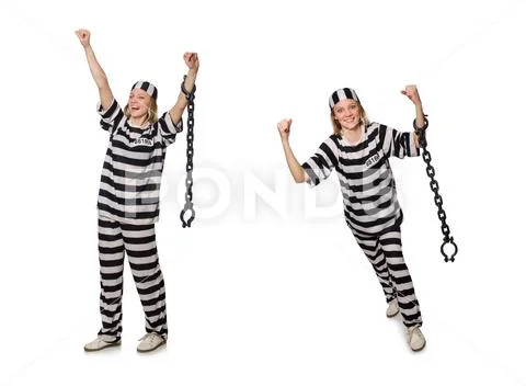 Prisoner isolated on the white background Stock Photos