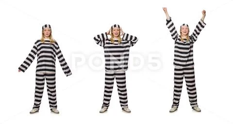 Prisoner isolated on the white background Stock Photos