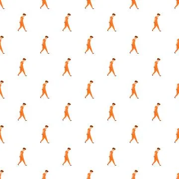 Prisoner man walking in orange uniform pattern 스톡 일러스트