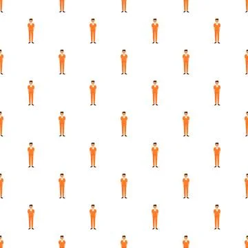 Prisoner in orange jumpsuit incarceration pattern seamless background Stock Illustration
