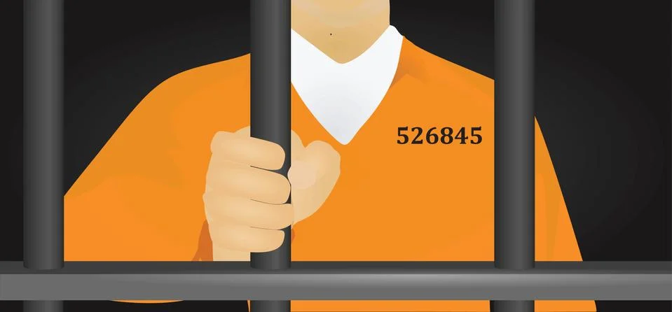 Prisoner in orange uniform vector Stock Illustration