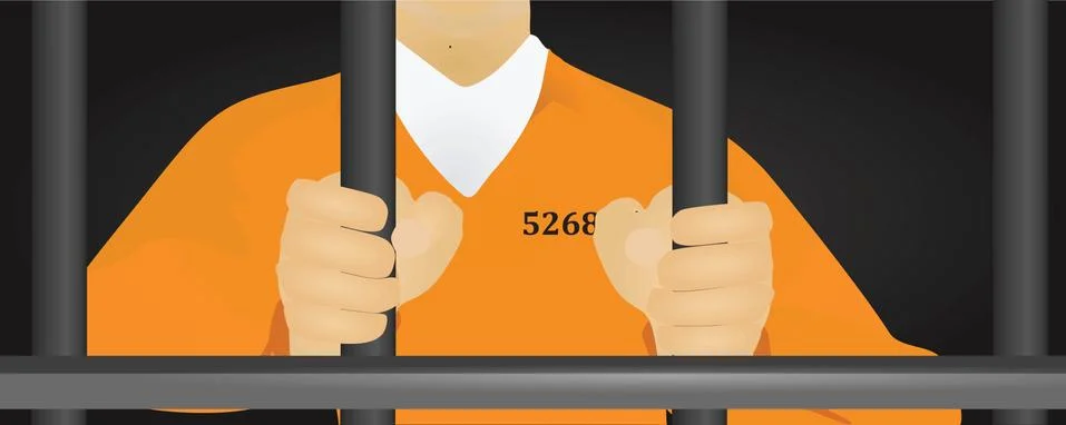 Prisoner in orange uniform vector Stock Illustration
