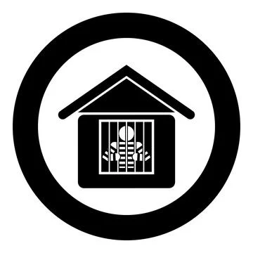 Prisoner in prison building icon in circle round black color vector illustr.. Ilustración de archivo