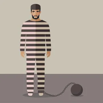 Prisoner in prison cell Stock Illustration