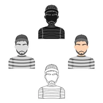 Prisoner in the prison robe. The offender is punished.Prison single icon in Stock Illustration