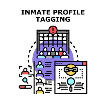 Prisoner profile tagging system linking data with individual イラスト素材