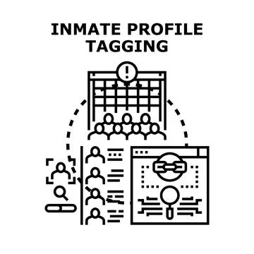 Prisoner profile tagging system linking data with individual Ilustración de archivo