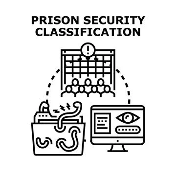 Prisoner security classification concept analyzing personal data Stock Illustration
